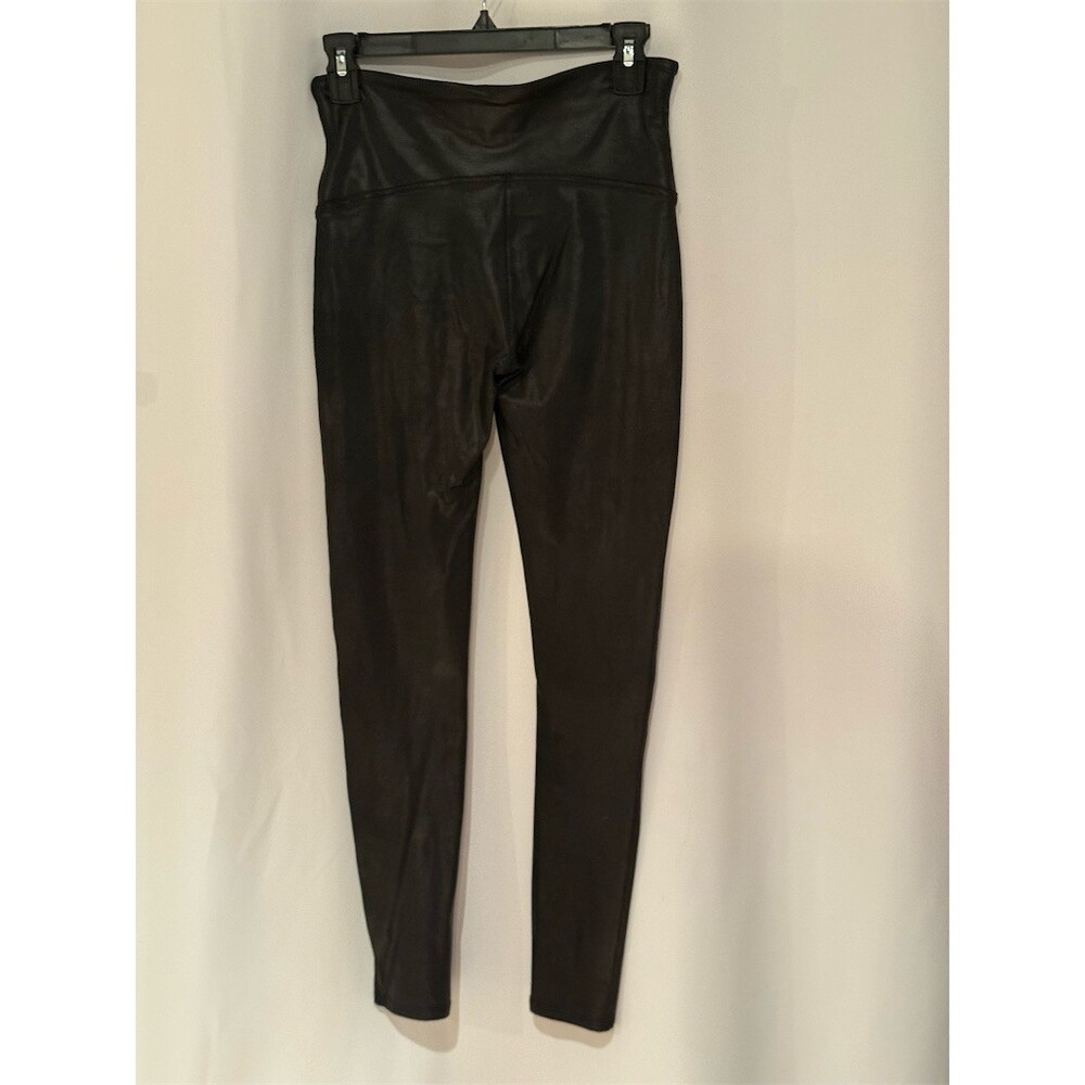 SPANX Faux Leather Leggings Womens Size L Black High Waisted Shaping - Picture 3 of 8